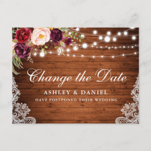 Carte Postale Aquarelle Floral Bois Change La Date