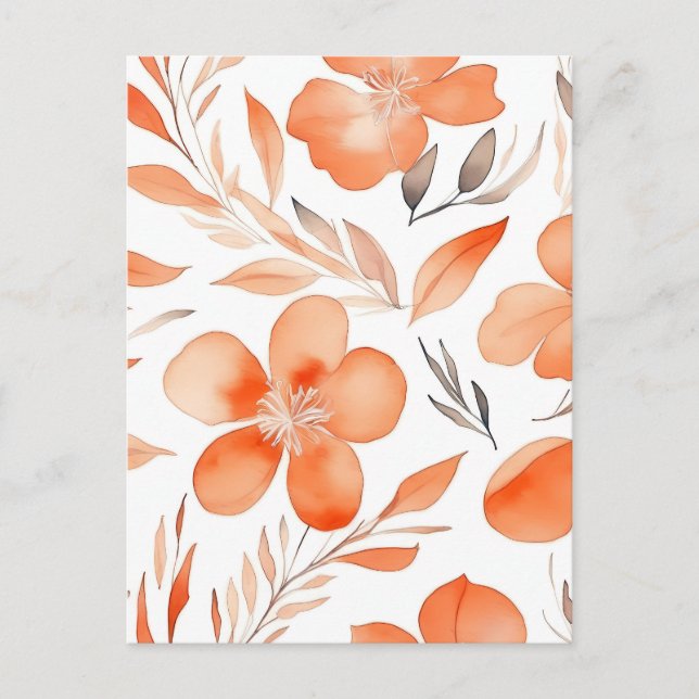 Carte Postale Aquarelle Floral illustration orange (Devant)