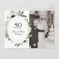 Aquarelle Floral Or Photo 50e Anniversaire