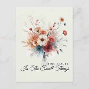 Carte Postale Aquarelle Floral Trouver Beauté Quote Positif Boho