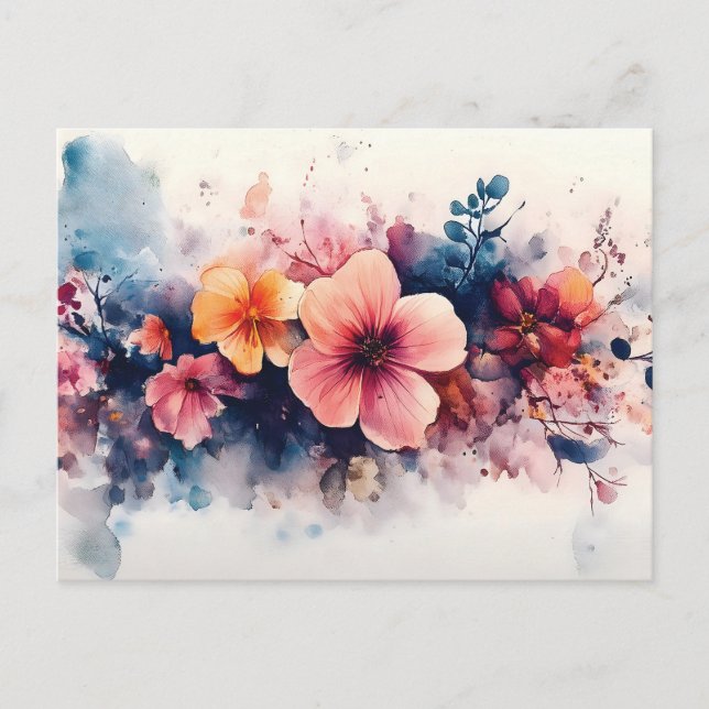 Carte Postale Aquarelle Florale (Devant)