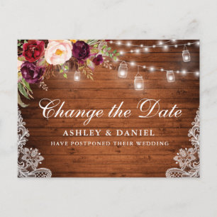 Carte Postale Aquarelle Florale Bois Mason Jarres Changer La Dat