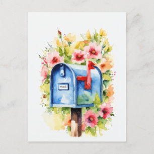 Carte Postale Aquarelle florale   Boîte aux lettres
