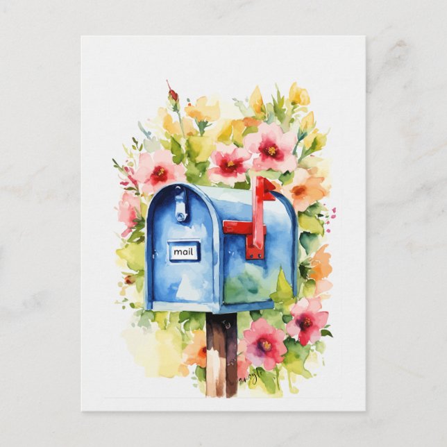 Carte Postale Aquarelle florale | Boîte aux lettres (Devant)