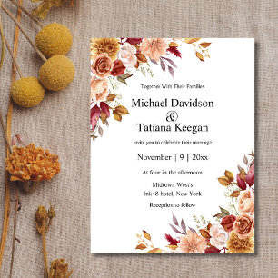 Carte Postale aquarelle florale botanique automne mariage