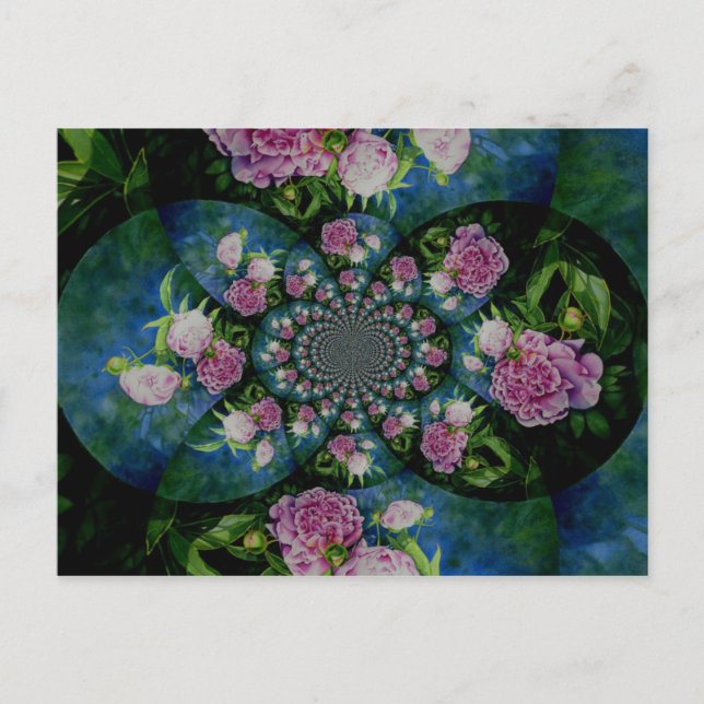 Carte Postale Aquarelle florale de pivoine rose blanc (Devant)