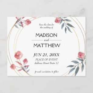 Carte Postale Aquarelle Florale Décorée Avec Anneaux