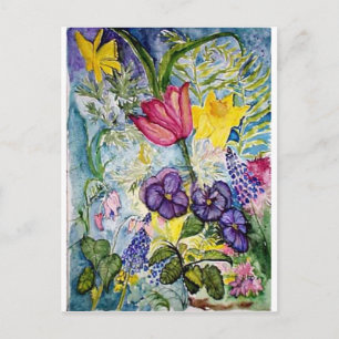 Carte Postale Aquarelle florale du printemps