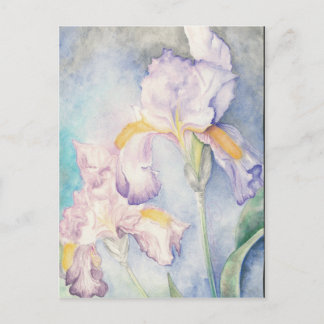 Carte Postale Aquarelle florale Irises la plus douce