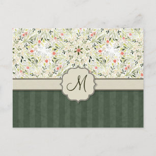 Carte Postale Aquarelle Florale Kaleidoscope avec Monogramme
