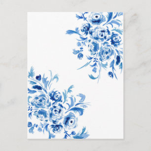 Carte Postale Aquarelle florale portugaise bleue