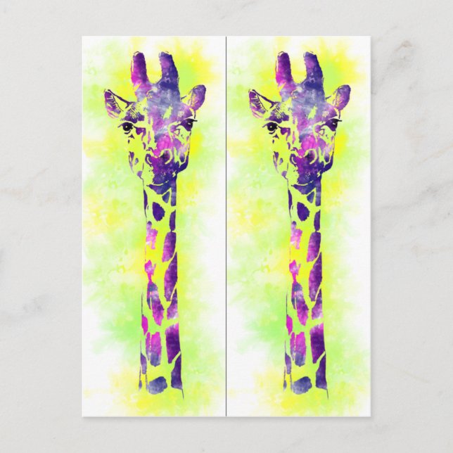 Carte Postale Aquarelle Giraffe 2 marque de livre (Devant)
