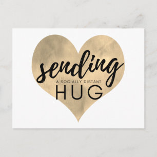 Carte Postale Aquarelle Gold Heart Distancing Social Hug