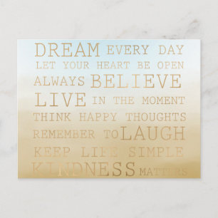 Carte Postale Aquarelle Gold Sky Blue Ombre