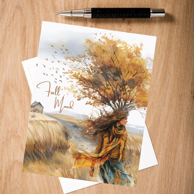 Carte Postale Aquarelle Golden Meadow Fall Mood (Créateur téléchargé)