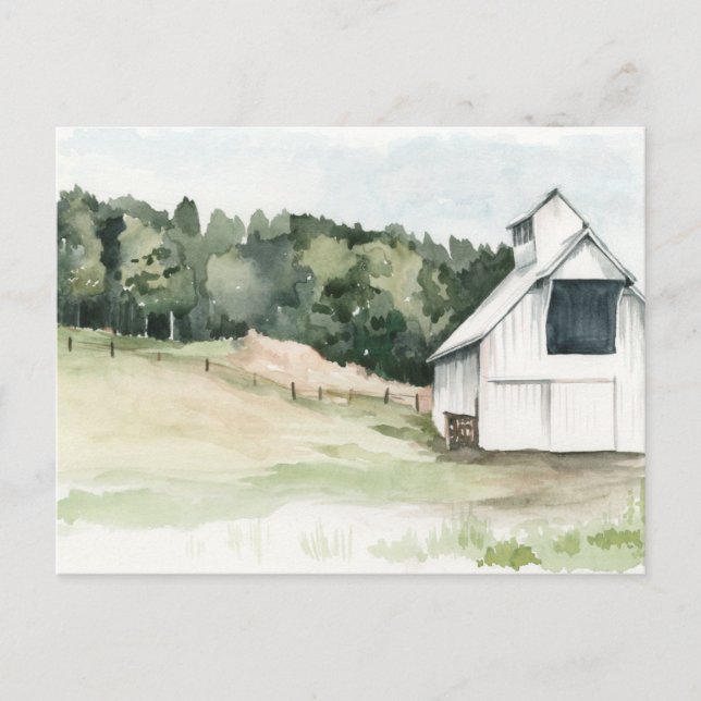 Carte Postale Aquarelle Grange blanche (Devant)