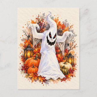 Carte postale aquarelle Halloween Fantôme Effrayan