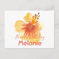 Aquarelle Hawaï Hibiscus Jaune Floral
