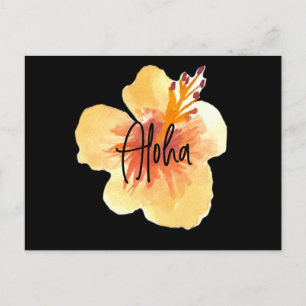 Carte Postale Aquarelle Hawaï Hibiscus Jaune Floral Mobile