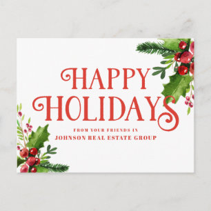 Carte Postale Aquarelle Holly Salutations