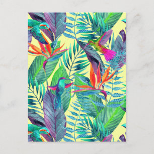 Carte Postale Aquarelle Humminbirds Dans La Jungle 2