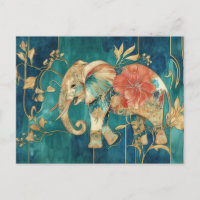 Aquarelle Illustration d'un éléphant avec des fleu