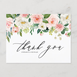 Carte Postale Aquarelle Jolie Fleurs Jardin Mariage Merci