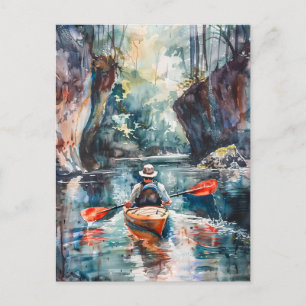 Carte Postale Aquarelle Kayak Peinture