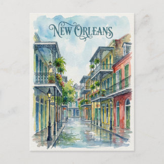 Carte Postale aquarelle La Nouvelle-Orléans Louisiane