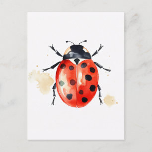 Carte Postale Aquarelle Ladybug