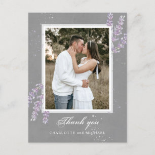 Carte Postale Aquarelle lavande fleurs mariage merci photo