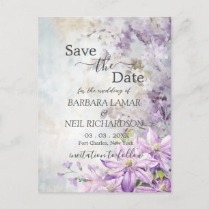 Carte Postale Aquarelle Lavande florale Enregistrer la date