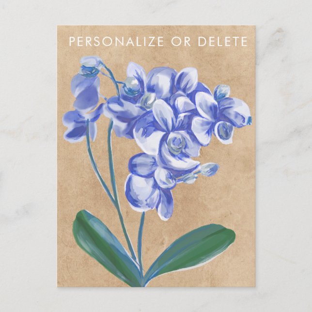 Carte Postale Aquarelle Lavande Orchidée Art Floral Personnalisé (Devant)