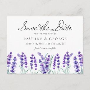 Carte Postale Aquarelle Lavender Flowers Enregistrer la date