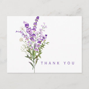 Carte Postale Aquarelle Lavender Merci funéraire Nom et date