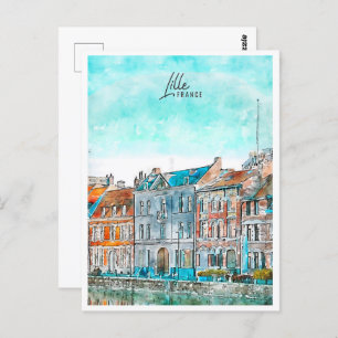 Carte Postale Aquarelle Lille Franc Travel Place