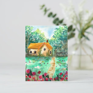 Carte Postale Aquarelle Little Garden House