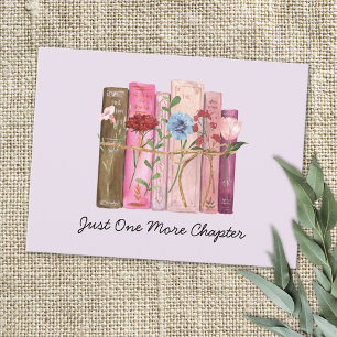 Carte Postale Aquarelle Livre Fleur rose violet citation de lect