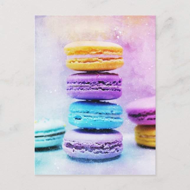 Carte Postale Aquarelle Macaron Aliments Abstrait (Devant)