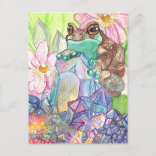 Carte Postale Aquarelle magique de grenouille de lait
