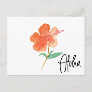Carte Postale Aquarelle Main Hawaï Floral Hibiscus Mobile
