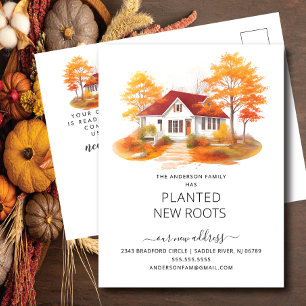 Carte Postale Aquarelle Maison d'automne Moving Faire-part