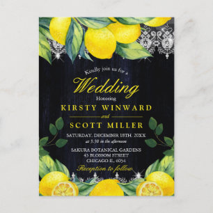 Carte Postale Aquarelle Mariage Bois Bleu Marine Citron