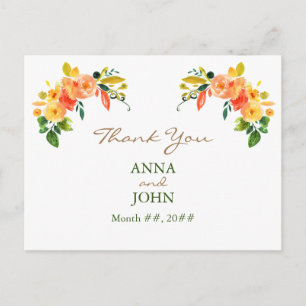 Carte Postale Aquarelle Merci orange floral