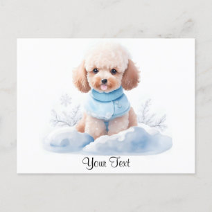 Carte Postale Aquarelle Miniature Chien Chiots Caniche Abricot