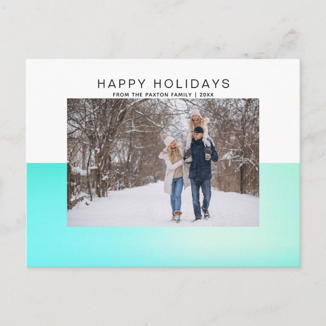 Carte Postale Aquarelle moderne Aqua 2 Tone Happy Holiday Photo (Devant)