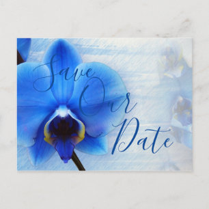 Carte Postale Aquarelle moderne Bleu Orchidée Floral Mariage Pos