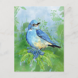Carte Postale Aquarelle Montagne Bluebird Blue Bird Art pour