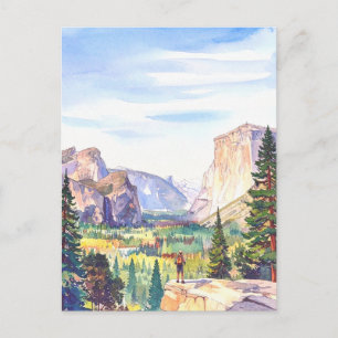 Carte Postale Aquarelle Montagne du parc national Yosemite