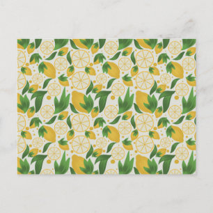 Carte Postale Aquarelle Motif de fruits de citron blanc
